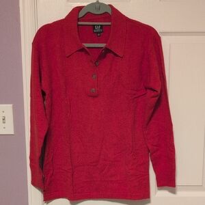 NWOT s.S Maternity GAP Red Long Sleeve Polo Knit Top